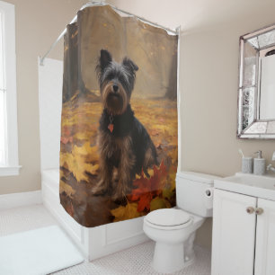 Cortina De Ducha Yorkipoo en Otoño Hojas Caídas Inspiran