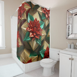 Cortina De Ducha Yuletide Opulence: Hilos de oro de Navidades