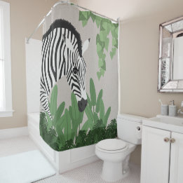 Cortina De Ducha Zebra amongst Leaves