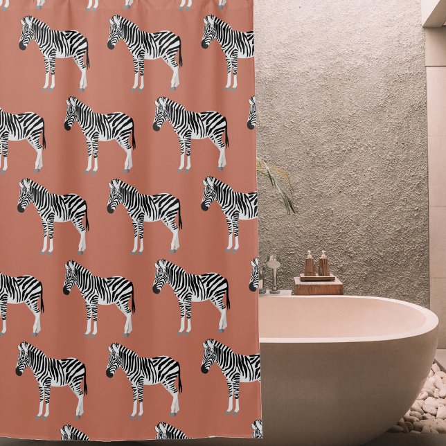Cortina De Ducha Zebra Exótica Patrón Animal Terracotta (Zebra Exotic Animal Pattern Terracotta Shower Curtain)