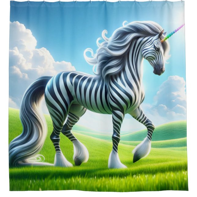 Cortina De Ducha Zebra Unicorn (Anverso)