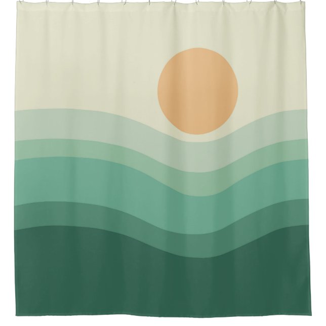 Cortina De Ducha Zen Sun y Waves (Anverso)