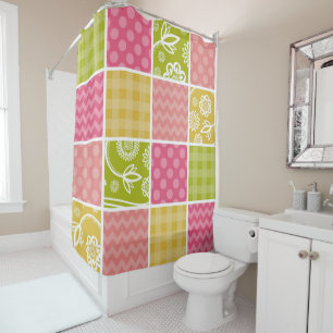 Cortina De Ducha Zigzag, Chevron, Polka Dots, Gingham, Patchwork