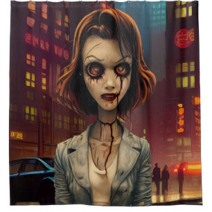 Cortina De Ducha Zombie En La Ciudad