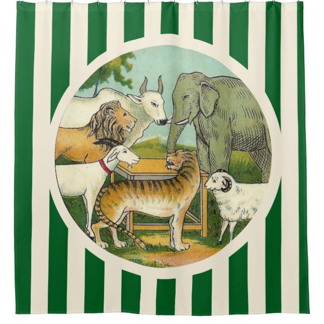 Cortina De Ducha Zoológico de Animales Rayados (Anverso)