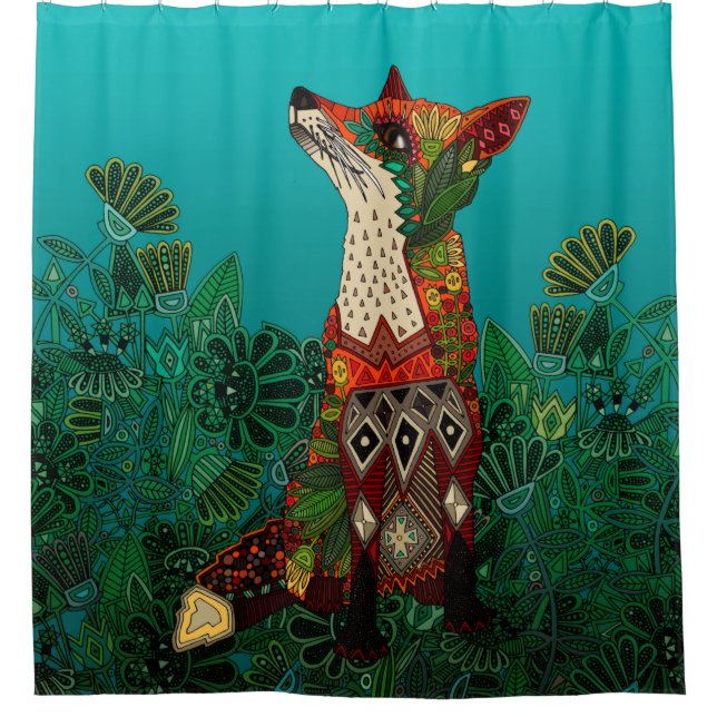 Cortina De Ducha zorro floral (Anverso)
