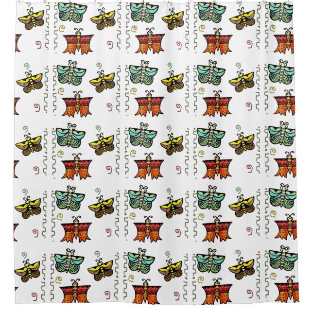 Cortina De Ducha Zuni Butterfly Folk Art (Anverso)