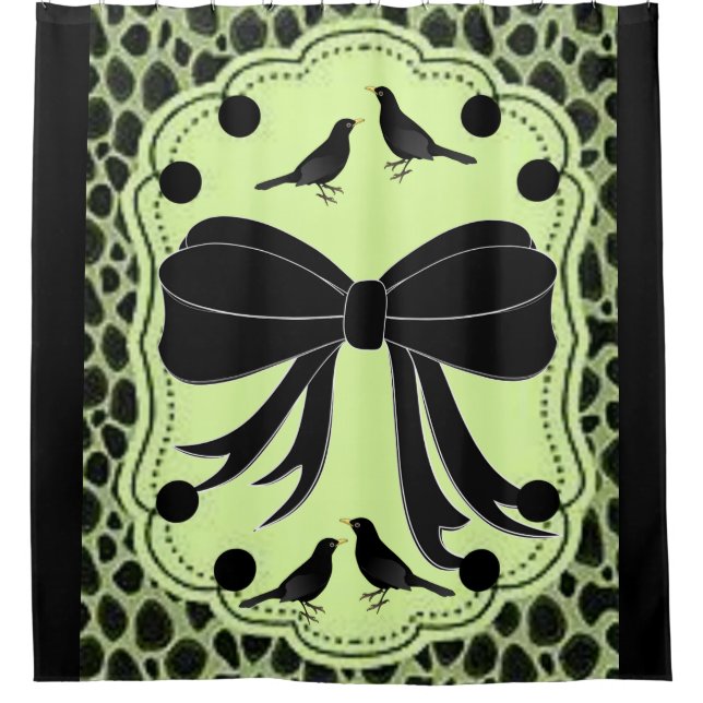 Cortina de exhibición de aves negras leopardo (Anverso)