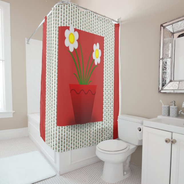 Cortina de flores rojas florales verdes (In situ)