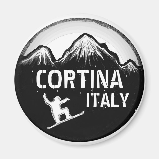 Cortina Italia imán de arte de snboard blanco negr (Frente)