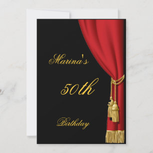 Cortina negra y roja Invitación cumpleaños cualqui