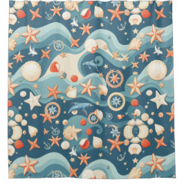 Cortina vintage de ducha de mapas náuticos