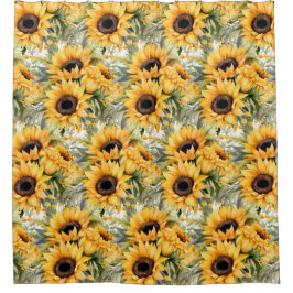 Cortinas de ducha de girasoles Americana rústica c