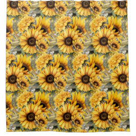 Cortinas de ducha de girasoles rústicos americanos