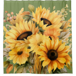 Cortinas de ducha de girasoles rústicos americanos