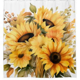 Cortinas de ducha de girasoles rústicos americanos
