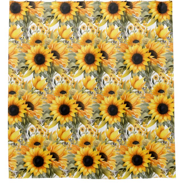 Cortinas de ducha de girasoles rústicos country am (Anverso)