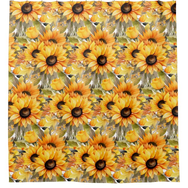 Cortinas de ducha de girasoles rústicos country am (Anverso)