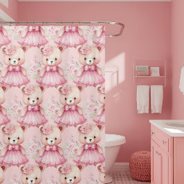 Cortinas de ducha de osito de peluche rosa femenin