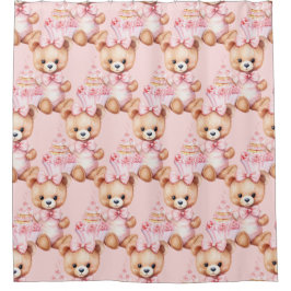 Cortinas De Ducha De Oso De Teddy De Color Rosa Gi