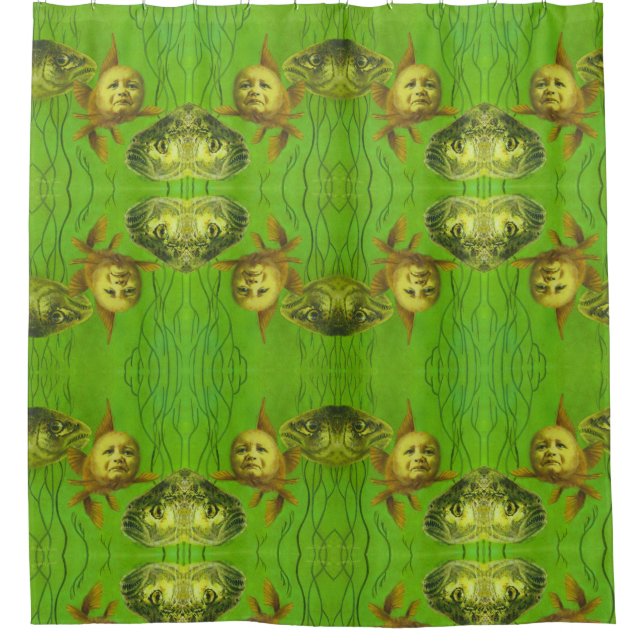 Cortinas de ducha de pez dorado mutantes bebés (Anverso)