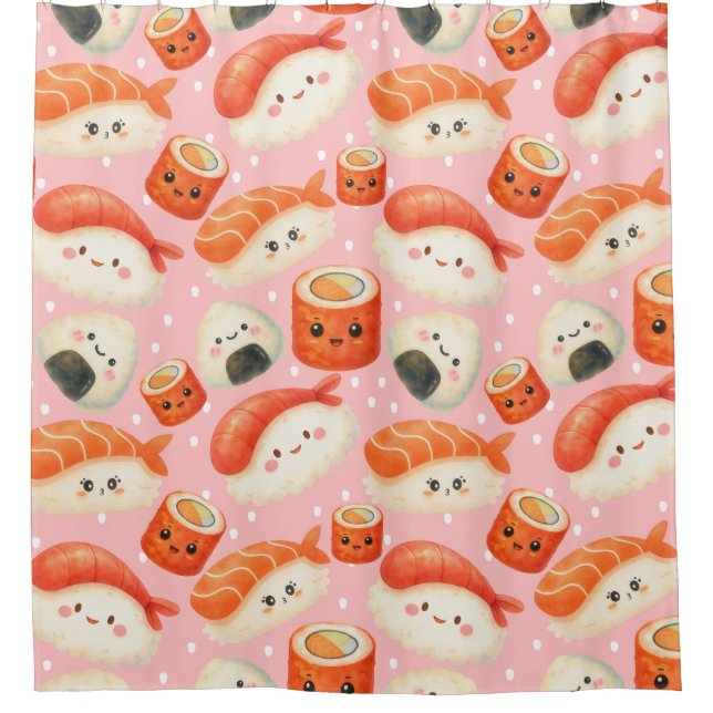 Cortinas de ducha de Sushi Kawaii (Anverso)