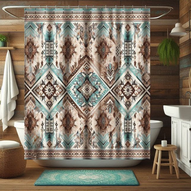 Cortinas de ducha occidentales turquesa boho, deco (Subido por el creador)