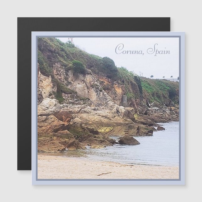 Coruna, España | Tarjeta magnética Sandy Bay Ocean (Anverso/Reverso)