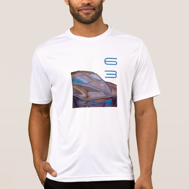 "Corvette 63" camiseta cabida del cuello barco de (Anverso)