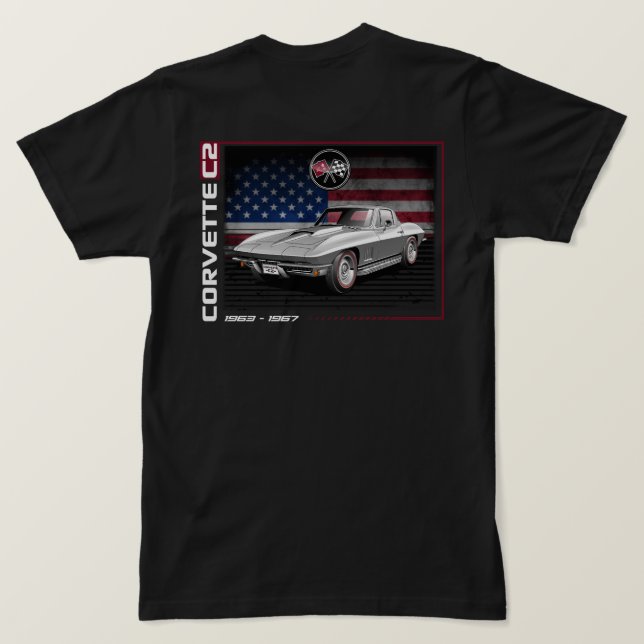 Corvette C2 - Camiseta de dos caras para hombres (Reverso del diseño)