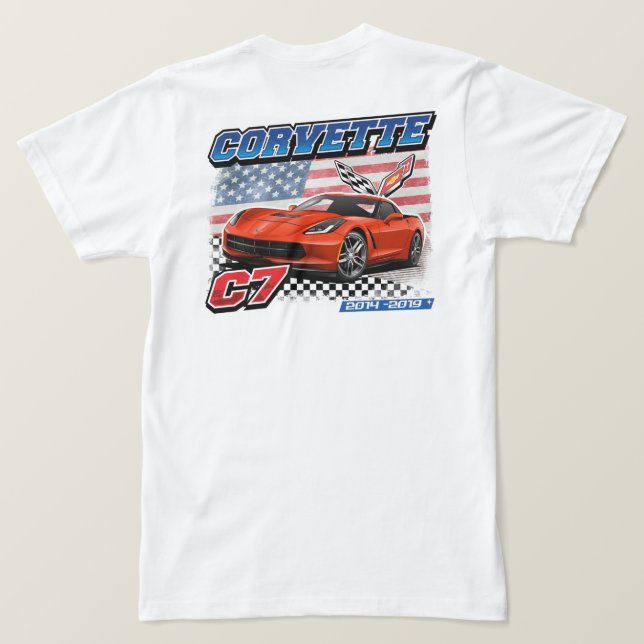 Corvette C7 - Camiseta de dos caras para hombres (Reverso del diseño)