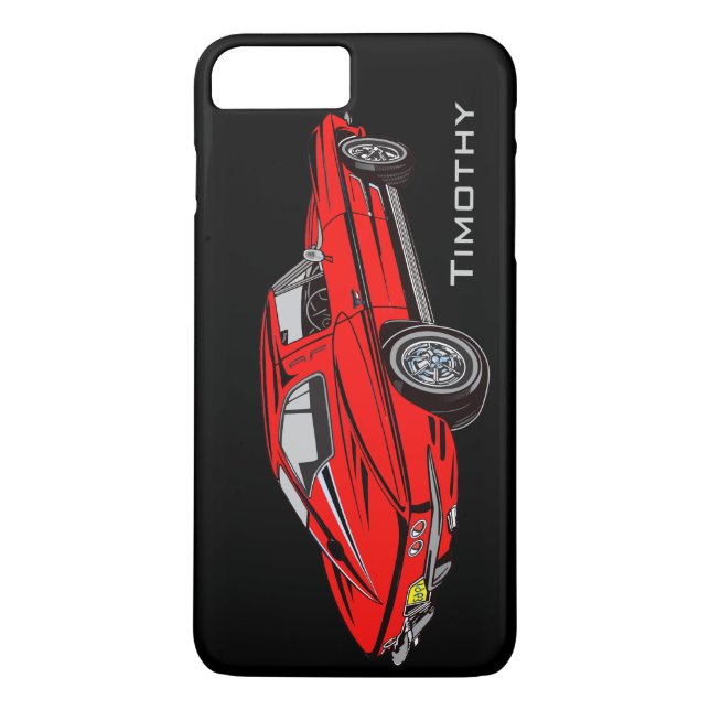Corvette rojo clásico Diseño funda Smartphone (Reverso)
