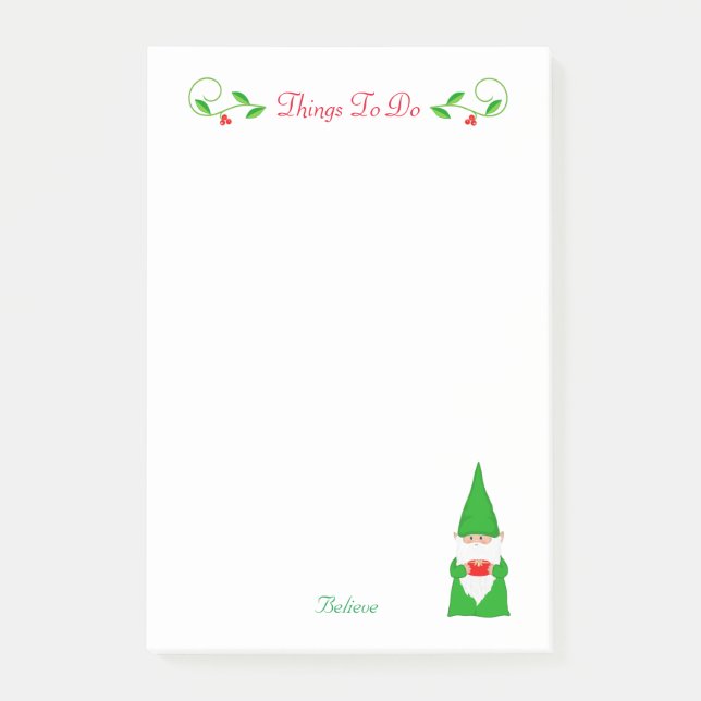 Cosas de gnomo de Navidad lindas para hacer nota P (Anverso)