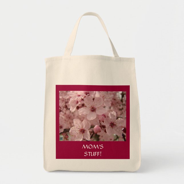 ¡COSAS DE MAMÁ! Bolsas tote regalos Flores rosadas (Frente)