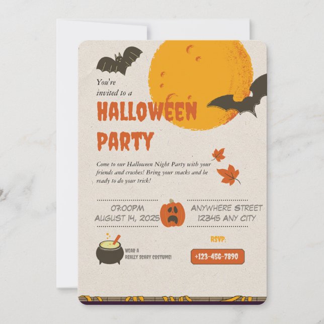 Cosas espeluznantes Invitación a la fiesta de Hall (Anverso)