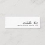 Cosas que amo de ti | Tarjetas Románticas de Nota<br><div class="desc">Tarjetas de notas de amor sencillas y elegantes con un estilo moderno de diseño minimalista con un tipo de letra manuscrita. ¡El regalo personalizado perfecto para el que amas! Simplemente escribe a mano una razón de amor en la parte de atrás de cada carta y coloca juntos en un lindo...</div>