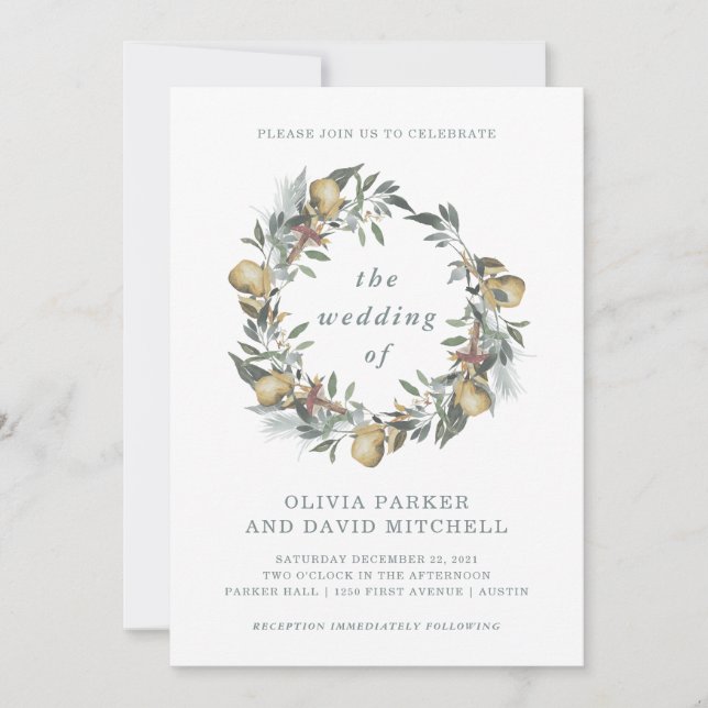 Cosecha de bosques | Invitación a la boda de invie (Anverso)