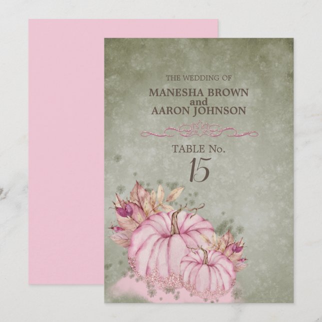 Cosecha de calabaza de PINK - Tarjeta de mesa plan (Anverso / Reverso)