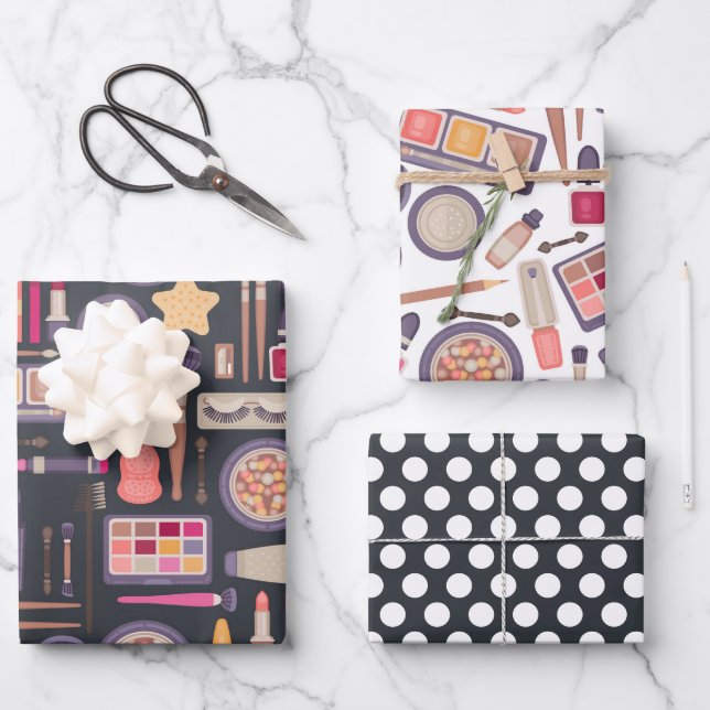 Cosméticos de belleza maquillaje conjunto de papel (Anverso)