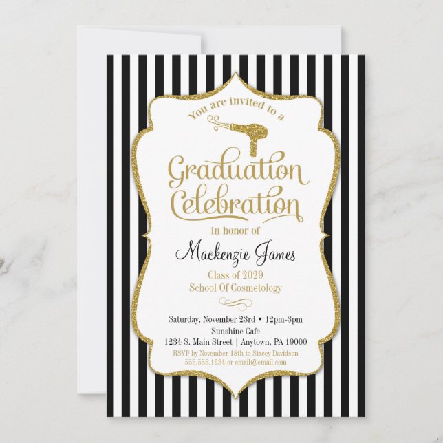 Cosmetology Graduation Party Invitación Belleza (Anverso)