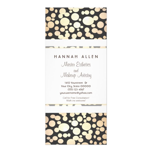 Cosmetology Spa Gold Circles Tarjeta para rack neg (Frente)