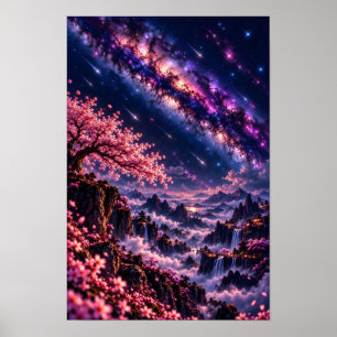 Cosmic Sakura: Noche Galáctica Arte de la Galaxia 