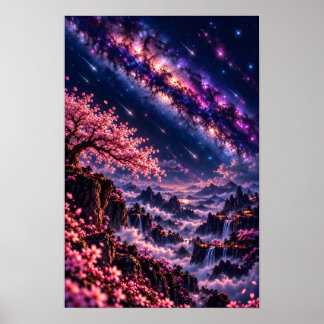 Cosmic Sakura: Noche Galáctica Arte de la Galaxia