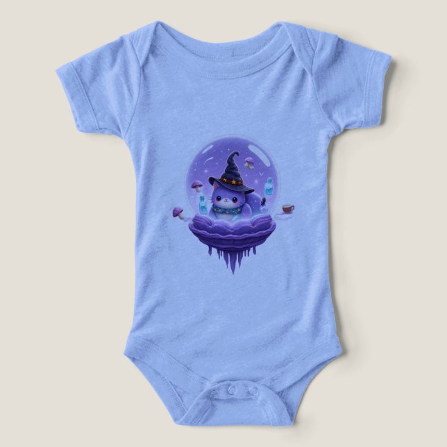 Cosmic Witch Cat Kawaii Baby Bodysuit (Diseño delantero )
