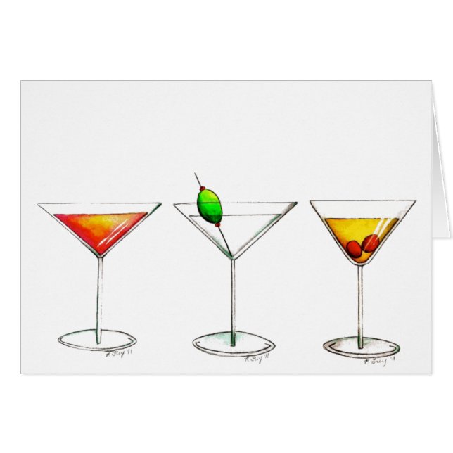 Cosmopolitan Martini Manhattan Cocktail Drink Card (Anverso (Horizontal))
