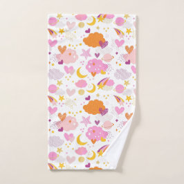 Cosmos, luna, estrellas y corazones acogedores