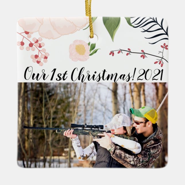 Cosmos rosados con ornamento de bebé XMAS personal (Anverso)