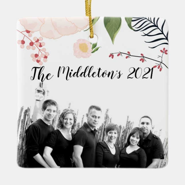 Cosmos rosados con ornamento de bebé XMAS personal (Anverso)