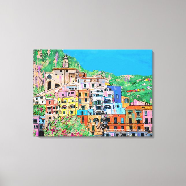 Costa Amalfitana de Italia Arte Digital Tradiciona (Anverso)