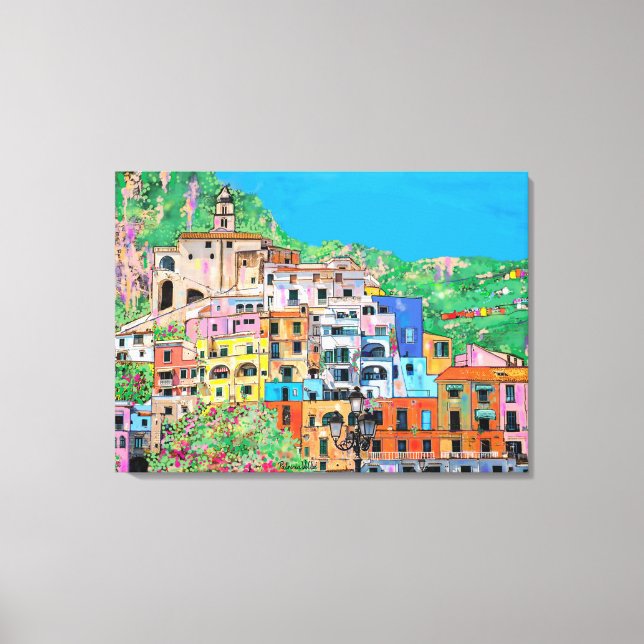 Costa Amalfitana de Italia Arte Digital Tradiciona (Anverso)